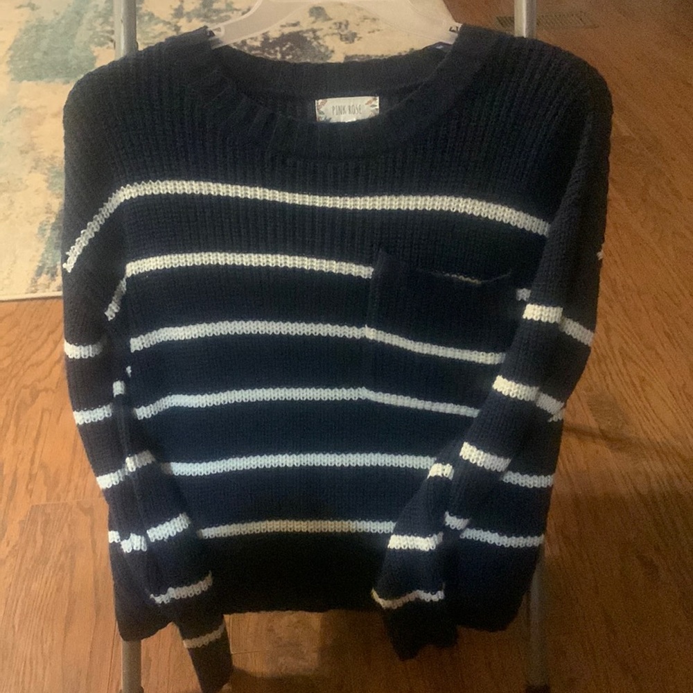 Dark blue and white stripe sweater